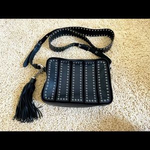 Michael kors black leather crossbody with velvet details